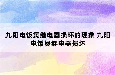 九阳电饭煲继电器损坏的现象 九阳电饭煲继电器损坏